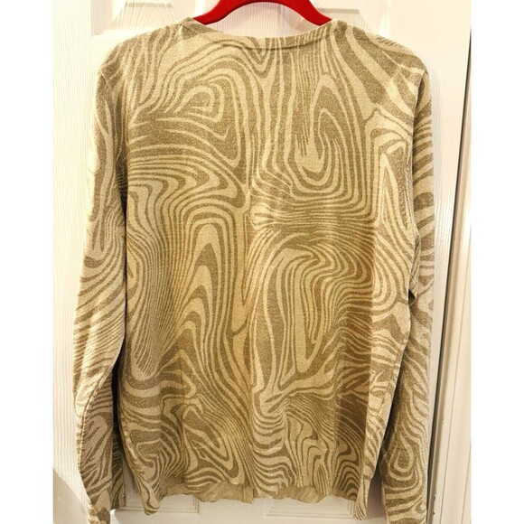 Josephine Chaus Women's Gold Sweater Cardigan Sz. XL Sparkly Holiday Button Up - Picture 6 of 10